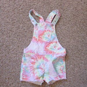 NWOT Place 6 Pink Blue Pastel Tie Dye Shortalls Bib Overalls Shorts Cotton